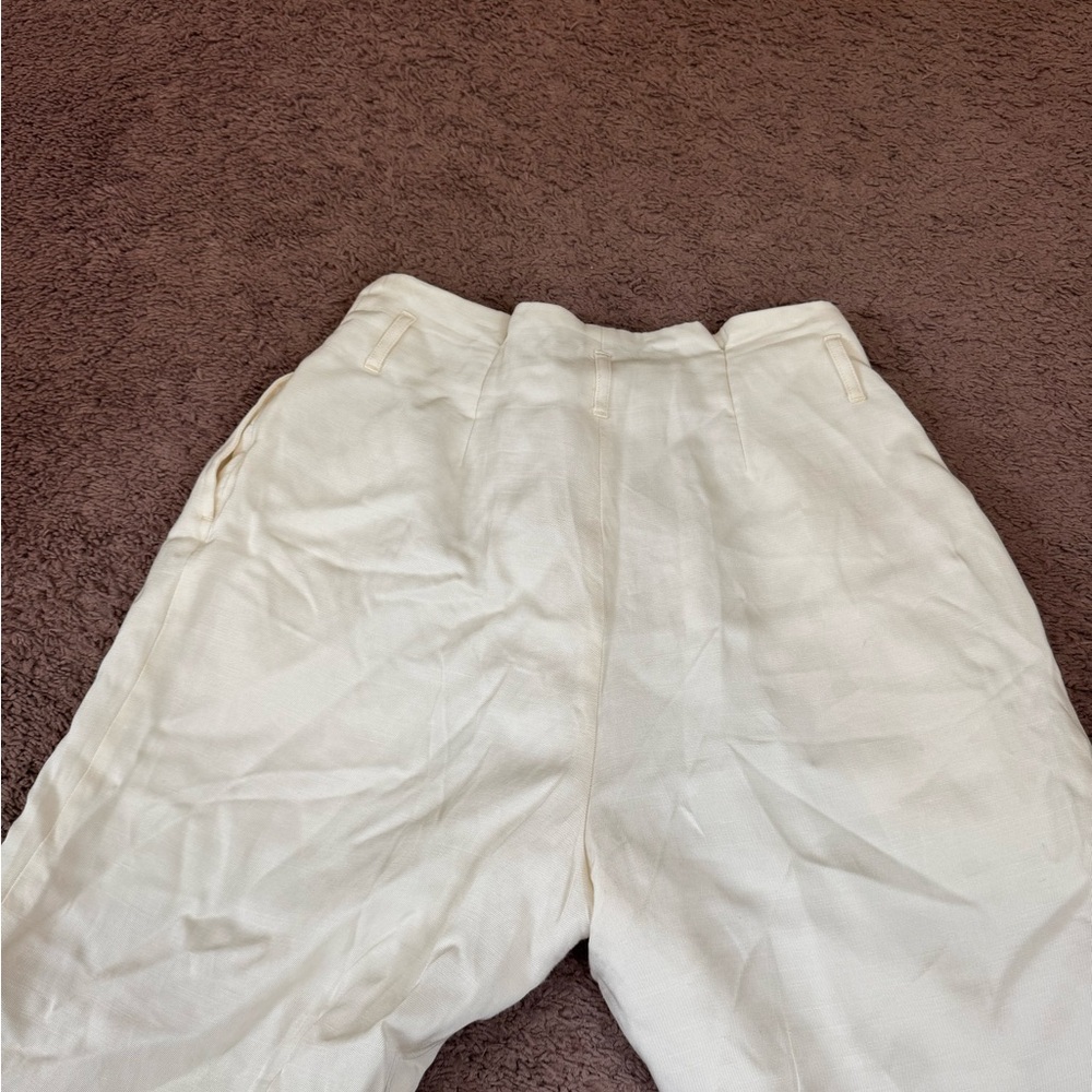 2 FOR $25Express Cream White Linen Blend High Rise Pleated Pants *missing Belt 8 - Picture 10 of 10